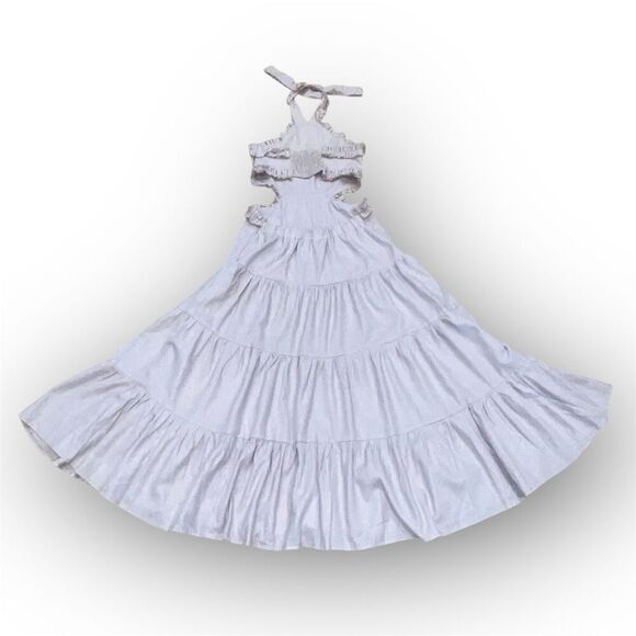 Margo Baridon x Anthropologie Ruffle Accented Halter Tie Maxi Dress, Women’s XS - Picture 3 of 14